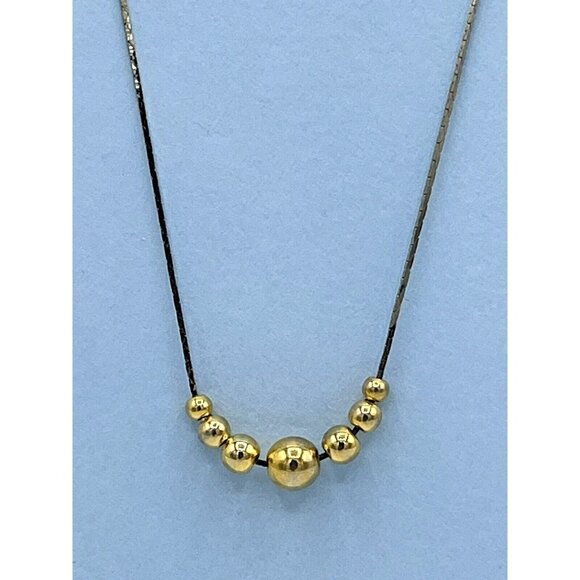 Unbranded Jewelry - Silver Tone Cobra Necklace Chain w/7 Gold Tone Balls Spring Ring Clasp 17 1/2"